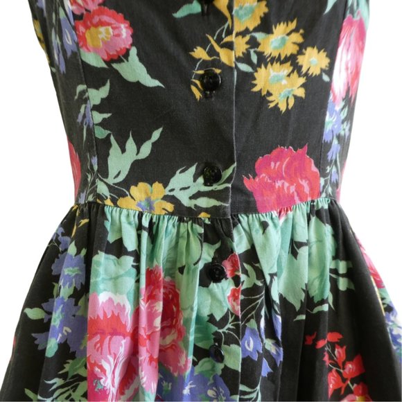 Vintage Floral Midi Halter Sundress Avon Fashions Full Button Front Fit Flare M - Picture 7 of 11